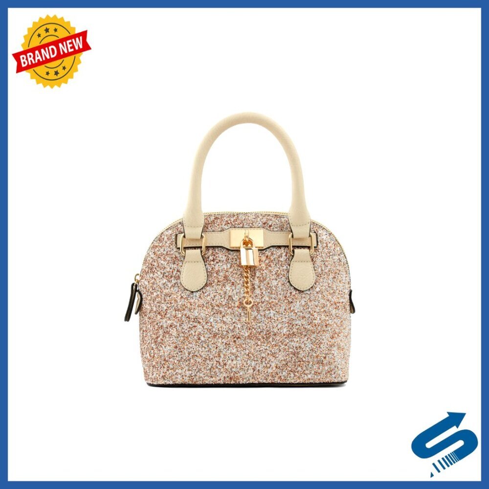 Small Dome Satchel Handbag, Synthetic Material, 9.7x4.6x7.8 Inches